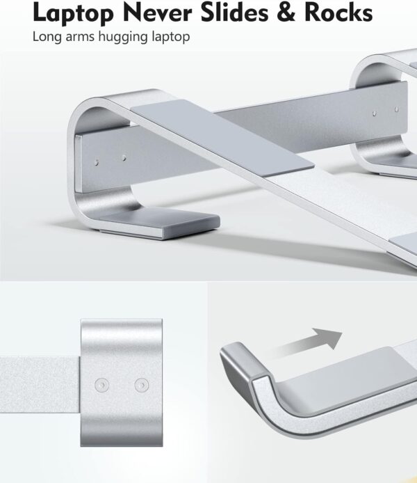 SOQOOL Laptop Stand for Desk, Computer Stand Riser for Desk,Ventilated Ergonomic Aluminum Notebook Stand Compatible with MacBook Air Pro Dell XPS HP 11 14 15.6 17.3 Inch Silver Work from Home - Image 5