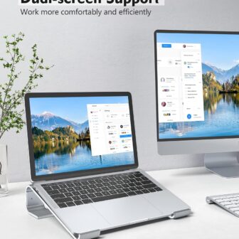 SOQOOL Laptop Stand for Desk, Computer Stand Riser for Desk,Ventilated Ergonomic Aluminum Notebook Stand Compatible with MacBook Air Pro Dell XPS HP 11 14 15.6 17.3 Inch Silver Work from Home - Image 7