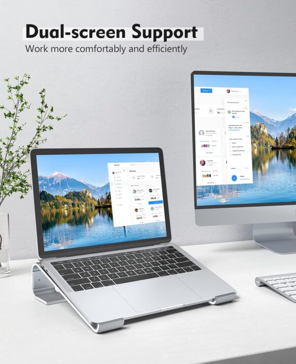 SOQOOL Laptop Stand for Desk, Computer Stand Riser for Desk,Ventilated Ergonomic Aluminum Notebook Stand Compatible with MacBook Air Pro Dell XPS HP 11 14 15.6 17.3 Inch Silver Work from Home - Image 7
