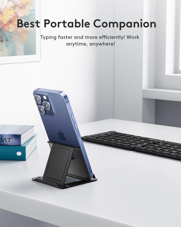 Samsers Foldable Bluetooth Keyboard - Portable Wireless Keyboard with Stand Holder, Rechargeable Full Size Ultra Slim Folding, Compatible iOS Android Windows Smartphone Tablet and Laptop - Black - Image 7