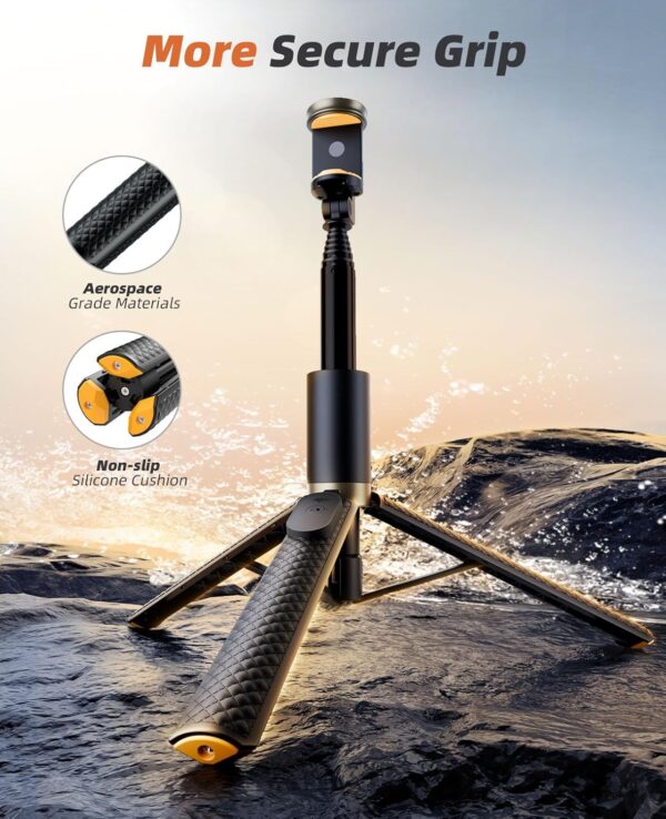 62" Phone Tripod & Selfie Stick, Tripod for iPhone with Remote, Portable, Lightweight Travel Tripod for Selfies Video Recording Vlog, Extendable iPhone Tripod Stand Compatible with iPhone Android - Image 3