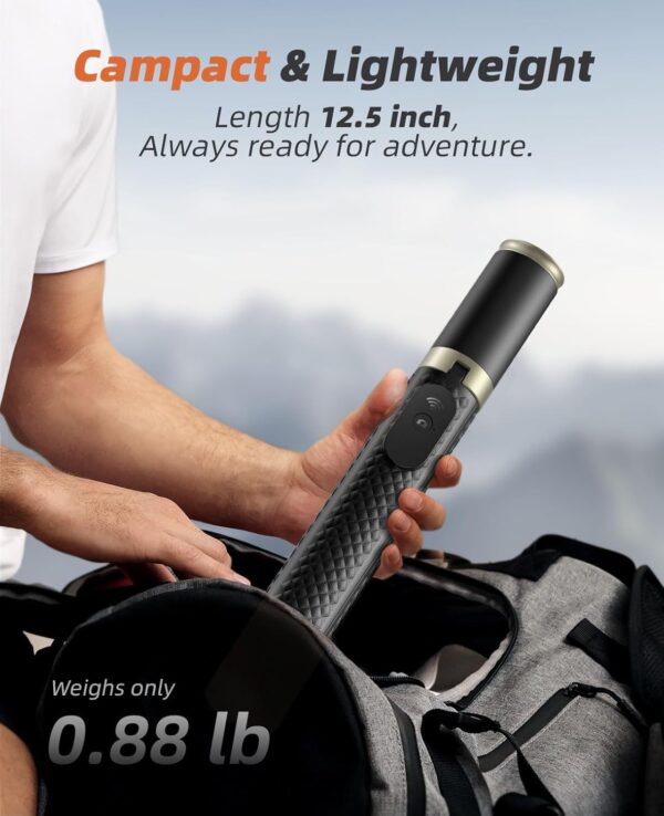 62" Phone Tripod & Selfie Stick, Tripod for iPhone with Remote, Portable, Lightweight Travel Tripod for Selfies Video Recording Vlog, Extendable iPhone Tripod Stand Compatible with iPhone Android - Image 6