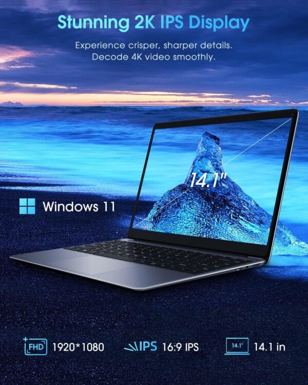 CHUWI HeroBook Pro 14.1'' Laptop, 256GB SSD 8GB RAM, Windows 11 Laptops, 2TB SSD Expand, Intel Celeron N4020(up to 2.8GHz), 2K FHD IPS Display, Ultra Slim, Mini-HDMI, 5G WiFi, USB3.0, Webcam,TF Card - Image 8