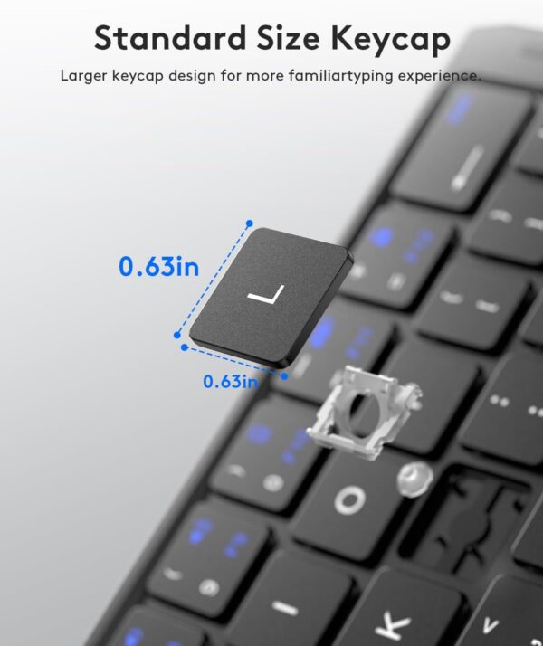 Samsers Foldable Bluetooth Keyboard Portable Folding Keyboard for Travel, Rechargeable Wireless Key Board with Phone Holder for iPad, iPhone, MacBook, Android, Windows Laptop Tablet PC - Black - Image 5