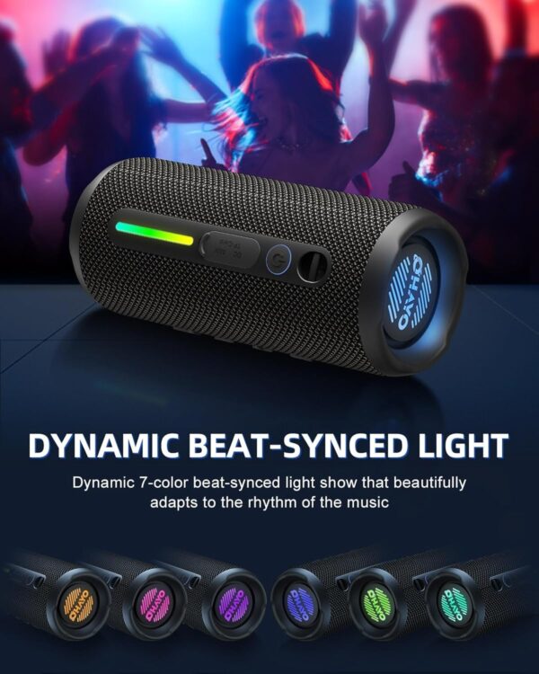 OHAYO Portable Bluetooth Speaker - IPX7 Waterproof, Wireless Stereo Pairing, 25-Hour Playtime, 24W Loud Sound, Bluetooth 5.3, Bass Boost, LED Lights, for Home/Shower/Outdoor/Beach/Travel, Gift Ideas - Image 6