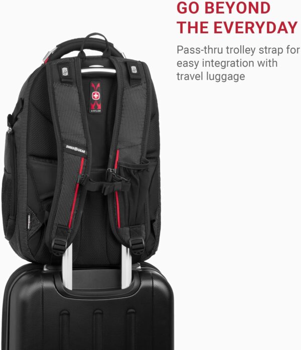 SwissGear Travel Tech Elite Laptop Backpack – Fits Laptops up to 16” – ScanSmart TSA-Friendly Backpack with USB Port, Shoe Compartment & Organizer Pockets – Black Dot - Image 4
