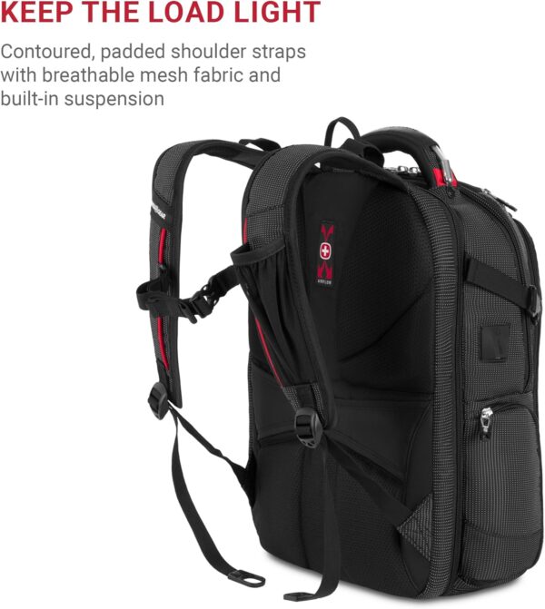 SwissGear Travel Tech Elite Laptop Backpack – Fits Laptops up to 16” – ScanSmart TSA-Friendly Backpack with USB Port, Shoe Compartment & Organizer Pockets – Black Dot - Image 5