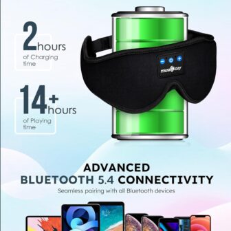 MUSICOZY Sleep Headphones, Bluetooth 5.4 Sleep Mask Headband Headphones Sleeping Eye Mask, Wireless Music Earbuds Earphones with HD Stereo Speakers for Side Sleepers, Cool Gadgets Unique Gift - Image 3