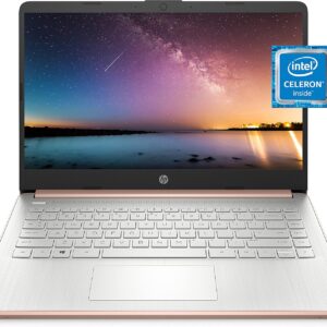 HP 14 Laptop, Intel Celeron N4020, 4 GB RAM, 64 GB Storage, 14-inch Micro-edge HD Display, Windows 11 Home, Thin & Portable, 4K Graphics, One Year of Microsoft 365 (14-dq0030nr, Pale Rose Gold)