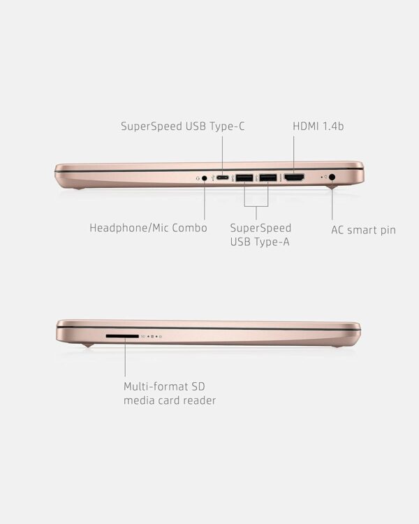 HP 14 Laptop, Intel Celeron N4020, 4 GB RAM, 64 GB Storage, 14-inch Micro-edge HD Display, Windows 11 Home, Thin & Portable, 4K Graphics, One Year of Microsoft 365 (14-dq0030nr, Pale Rose Gold) - Image 5