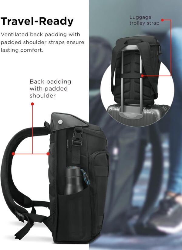 Lenovo Legion Active 17-inch Gaming Backpack - Black - Laptop Compartment - Durable & Water Resistant - Water Bottle Pocket - Image 5