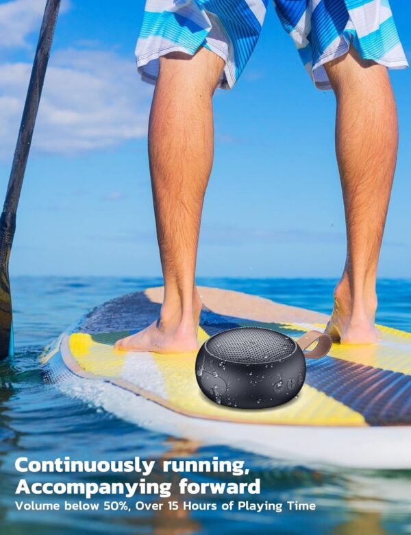 IPX7 Waterproof Shower Portable Bluetooth Speaker, Small Speaker Wireless Bluetooth with Loud Sound, Support TF Care/Built-in Mic- for Carabiner, Beach, Camping, Hiking, Pool, Great Gift(Black) - Image 3