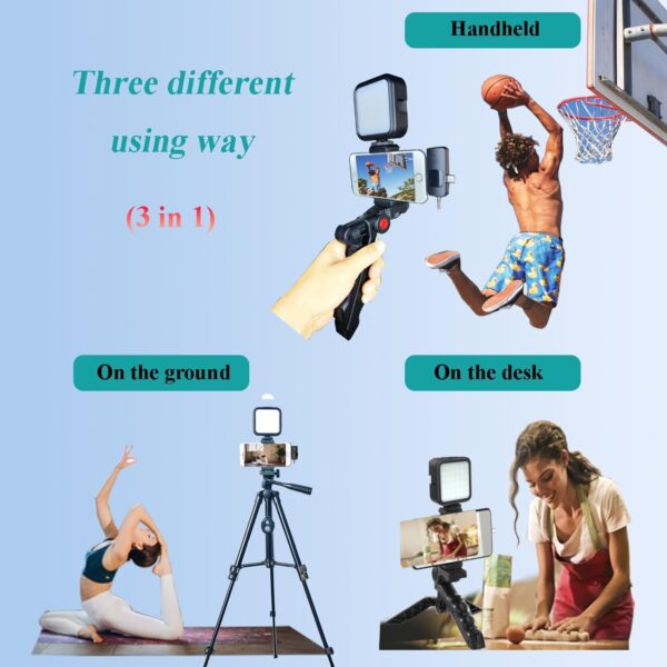 for iPhone Vlogging Kit, Vlogging Kit for Andriod Phone with Two Tripods RGB Light Lavalier Microphone Remote for YouTube Tiktok Content Creator (Total Height 20 in to 50 in) - Image 5
