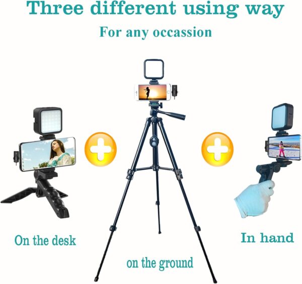 for iPhone Vlogging Kit, Vlogging Kit for Andriod Phone with Two Tripods RGB Light Lavalier Microphone Remote for YouTube Tiktok Content Creator (Total Height 20 in to 50 in) - Image 7