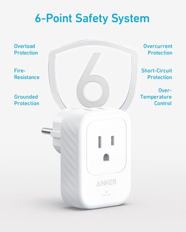 Anker (Pack of 2) USA to Europe International Plug Adapter, Travel Adapter, 15W Max with 2 AC, 2 USB-C & 1 USB-A Port, Ideal for iPhone 15, iPad Air & More, Compact for Travel, Cruise (TUV Listed) - Image 5