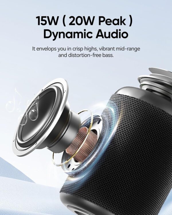 Portable Bluetooth Speaker with Lights, Powerful Crystal Clear Sound, IPX5 Waterproof, All Day Playtime, AUX&TF-Card Input, Bluetooth 5.3, TWS Paring, Small Wireless Speaker for Outdoor, Gift Ideas - Image 3