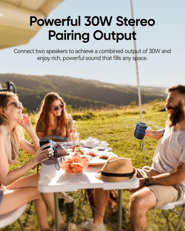 Portable Bluetooth Speaker with Lights, Powerful Crystal Clear Sound, IPX5 Waterproof, All Day Playtime, AUX&TF-Card Input, Bluetooth 5.3, TWS Paring, Small Wireless Speaker for Outdoor, Gift Ideas - Image 7