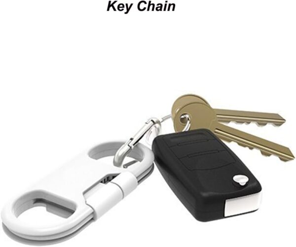 iPhone Charge Lightning Cable + Keychain + Bottle Opener + Aluminum Carabiner,Portable Multifunction Keychain Bottle Opener USB Charging Cord Short Cable for iPhone X/8/7/6S,Gift for Men Women(White) - Image 5