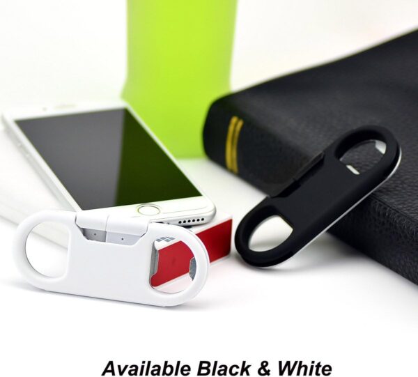 iPhone Charge Lightning Cable + Keychain + Bottle Opener + Aluminum Carabiner,Portable Multifunction Keychain Bottle Opener USB Charging Cord Short Cable for iPhone X/8/7/6S,Gift for Men Women(White) - Image 7