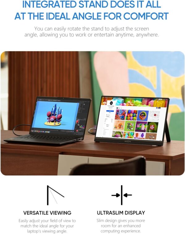 ARZOPA 16.1'' 144Hz Portable Gaming Monitor, 106% sRGB 1080P FHD Kickstand Portable Monitor with HDR, Ultra Slim, Eye Care, External Second Screen for Laptop, PC, PS5, Mac, Xbox-Z1FC - Image 8