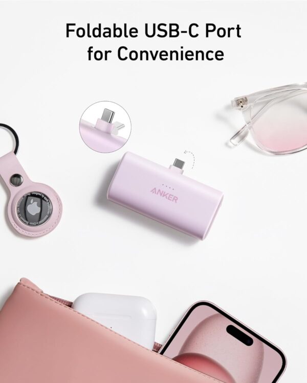 Anker Nano Power Bank with Built-in USB-C Connector, 5,000mAh Portable Charger 22.5W, for iPhone 16/15 Series, Samsung, iPad Pro/Air, and More - Image 3