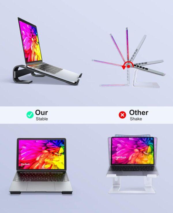 Soqool Laptop Stand for Desk, Ergonomic Detachable Laptop Riser, Aluminum MacBook Stand, Compatible with 12-17'' All Laptops Such as MacBook Pro/HP/Dell/Lenovo, Black - Image 3