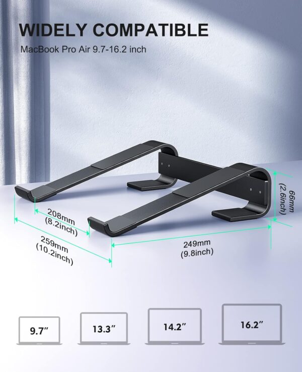 Soqool Laptop Stand for Desk, Ergonomic Detachable Laptop Riser, Aluminum MacBook Stand, Compatible with 12-17'' All Laptops Such as MacBook Pro/HP/Dell/Lenovo, Black - Image 4