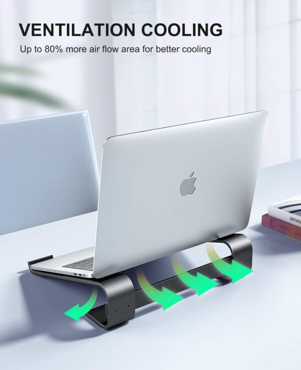 Soqool Laptop Stand for Desk, Ergonomic Detachable Laptop Riser, Aluminum MacBook Stand, Compatible with 12-17'' All Laptops Such as MacBook Pro/HP/Dell/Lenovo, Black - Image 5