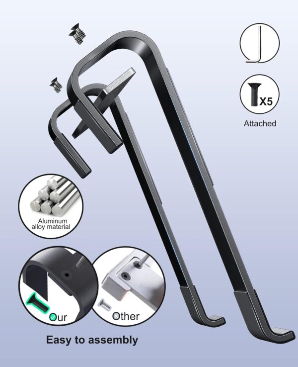 Soqool Laptop Stand for Desk, Ergonomic Detachable Laptop Riser, Aluminum MacBook Stand, Compatible with 12-17'' All Laptops Such as MacBook Pro/HP/Dell/Lenovo, Black - Image 7