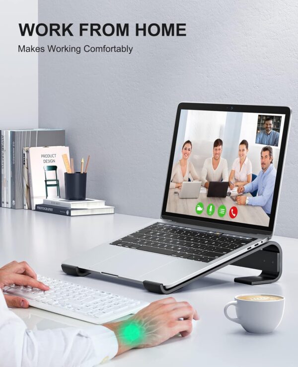 Soqool Laptop Stand for Desk, Ergonomic Detachable Laptop Riser, Aluminum MacBook Stand, Compatible with 12-17'' All Laptops Such as MacBook Pro/HP/Dell/Lenovo, Black - Image 8