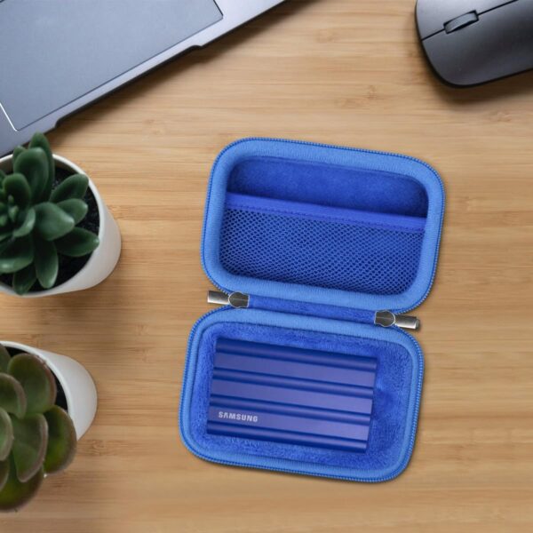 Lacdo Hard Carrying Case for Samsung T7 Shield/Samsung T7 / Touch Portable Solid State Drives 500GB 1TB 2TB 4TB USB 3.2 External SSD Hard EVA Shockproof Storage Travel Bag, Blue - Image 6