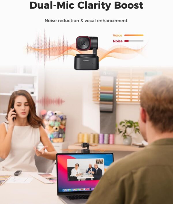 OBSBOT Tiny 2 Lite 4K Webcam for PC, AI Tracking PTZ Streaming Camera with 1/2" Sensor, Gesture Control, 60 FPS, HDR, Microphones, Web Camera for Desktop Computer, Laptop, Meeting, Video Calls, etc. - Image 9