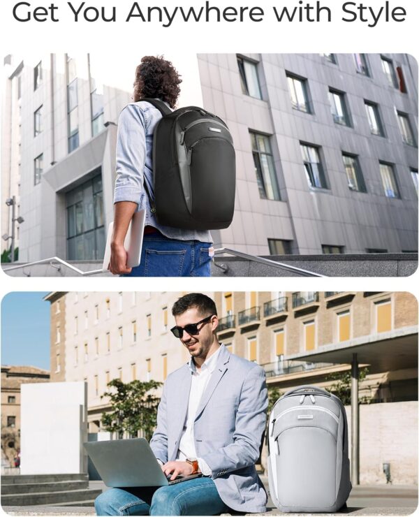 BAGSMART Laptop Backpack for Men, Black Backpack with Retractable Cable, 15.6 Inch Business Backpack for Men, College Computer Backpack, Black - Image 7