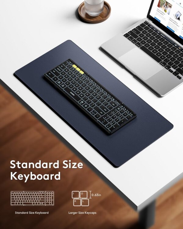 Samsers Foldable Bluetooth Keyboard with Numeric Keypad, Full-Size Wireless Folding Keyboards with Backlight, Portable Travel for iOS Android Windows Mac OS, Support 3 Device(BT5.1 x 3), Black - Image 4