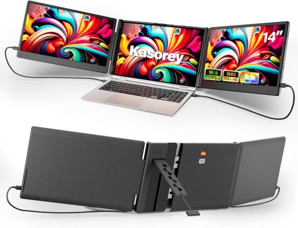 2025 Upgrade Laptop Screen Extender Portable Monitor, 14" 1080P FHD IPS Screen, Monitor Extender for Laptop, Fit for 13-17" Laptop, Plug & Play Compatiable with Windows/Mac/Chrome/Android/Switch