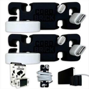 2pk Weighted Cord Holder for Nightstand - Phone Charger Cable Management for Travel, Phone Accessory, Stocking Stuffers for Adults - Multipurpose Gift for Home, Office, Silicone, Black