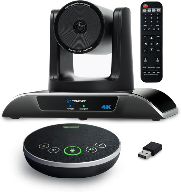 4K Conference Room Camera System, AI Auto-Tracking PTZ Camera 5X Digital Zoom with Speakerphone Set 120° Wide-Angle USB3.0 for Zoom Skype Teams OBS and More