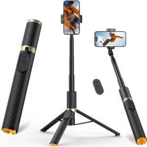 62" Phone Tripod & Selfie Stick, Tripod for iPhone with Remote, Portable, Lightweight Travel Tripod for Selfies Video Recording Vlog, Extendable iPhone Tripod Stand Compatible with iPhone Android