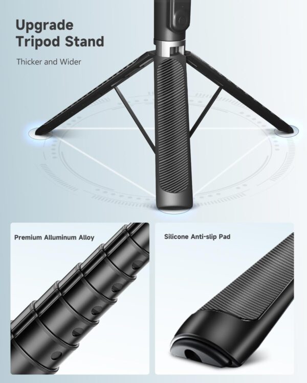 71” Phone Tripod & Selfie Stick, Portable All in One Extendable Cell Phone Tripod Stand, with Wireless Remote Control for iPhone/Samsung/Android/Camera - Image 2