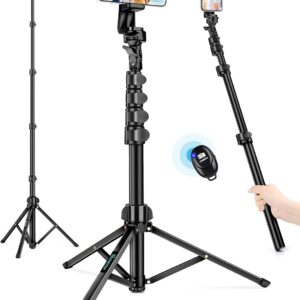 71" Tripod for iPhone, Phone Tripod Selfie Stick with Remote, Cell Phone Tripods & Tall Travel Tripods for Recording Video Selfies Photo, Compatible with iPhone 16 15 14 Pro Max 13 Android