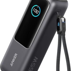 ANKER Laptop Power Bank, 25,000mAh Portable Charger with Triple 100W USB-C Ports for Multi-Device Charging, Built-in and Retractable Cables, for iPhone 16/15 Series, MacBook, Samsung, and More