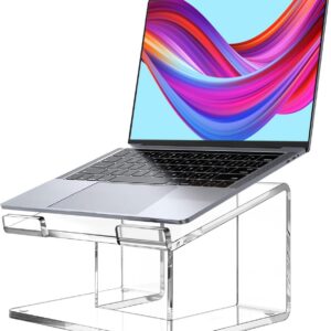 Acrylic Laptop Stand for Desk, Laptop Riser for 10-17.3 Inch Laptops, Ergonomic Computer Stand Holder Compatible with Macbooks and Notebooks- Clear
