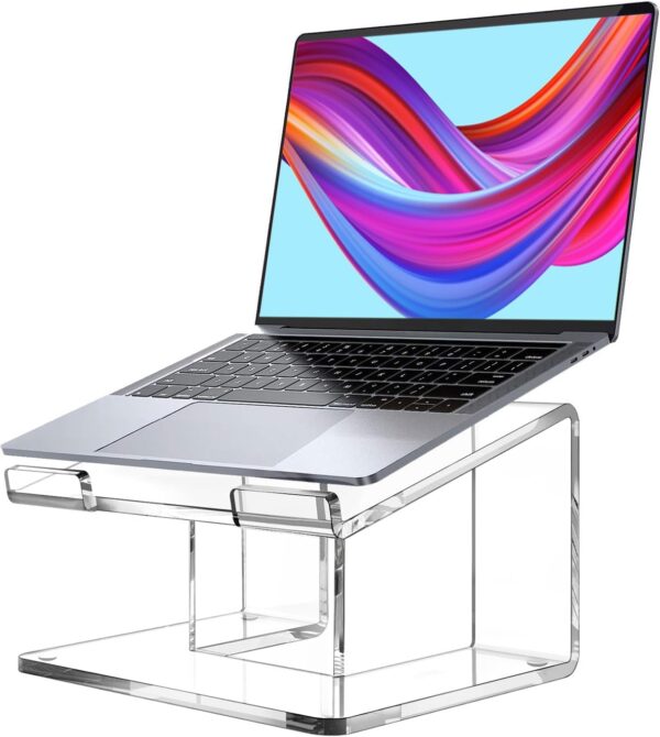 Acrylic Laptop Stand for Desk, Laptop Riser for 10-17.3 Inch Laptops, Ergonomic Computer Stand Holder Compatible with Macbooks and Notebooks- Clear