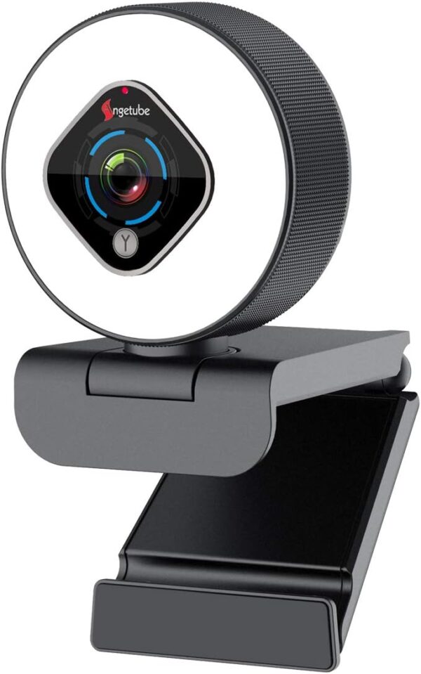 Angetube Streaming Webcam 1080P with Ring Light - HD Web Camera with Digital Zoom Autofocus for Computer PC Laptop Mac 962 USB Web Cam for Gaming Xbox Google Meet