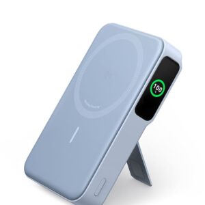 Anker MagGo Power Bank, Qi2 Certified 15W Fast MagSafe Compatible Mobile Charger, 10,000mAh Battery, Smart Display & Foldable Stand, for iPhone 15/14/13/12, Includes USB-C Cable