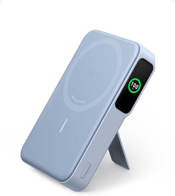Anker MagGo Power Bank, Qi2 Certified 15W Fast MagSafe Compatible Mobile Charger, 10,000mAh Battery, Smart Display & Foldable Stand, for iPhone 15/14/13/12, Includes USB-C Cable
