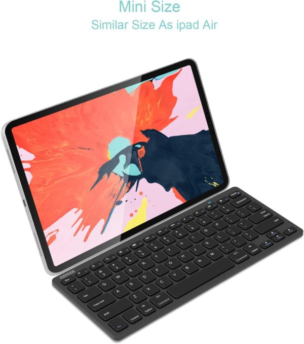 Arteck Ultra-Slim Keyboard Compatible with iPad 10.2-inch/iPad Air/iPad 9.7-inch/iPad Pro/iPad Mini, iPhone and Other Bluetooth Enabled Devices Including iOS, Android, Windows, Black - Image 2