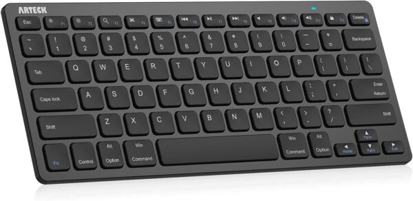 Arteck Ultra-Slim Keyboard Compatible with iPad 10.2-inch/iPad Air/iPad 9.7-inch/iPad Pro/iPad Mini, iPhone and Other Bluetooth Enabled Devices Including iOS, Android, Windows, Black