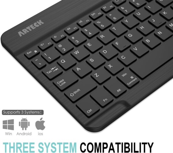 Arteck Universal Backlit 7-Colors Ultra Light Slim Portable Wireless Bluetooth 3.0 Keyboard for iOS iPad Pro, Air, Mini, Android, Windows Tablets PC Smartphone Built in Rechargeable 6-Month Battery - Image 2