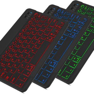 Arteck Universal Backlit 7-Colors Ultra Light Slim Portable Wireless Bluetooth 3.0 Keyboard for iOS iPad Pro, Air, Mini, Android, Windows Tablets PC Smartphone Built in Rechargeable 6-Month Battery